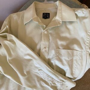 Jos A Bank Cotton Shirt Men Med Solid Light Green Button Up Traveler Collection